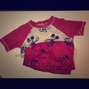 Mickey Mouse swim trunks and swim shirt